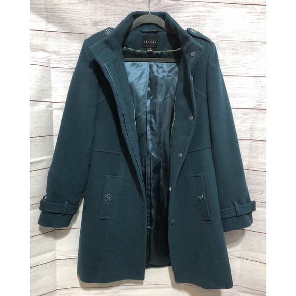 TRIBAL Women’s Dark Teal Poly/Rayon Pea Coat Sz 8 EUC - Picture 5 of 9